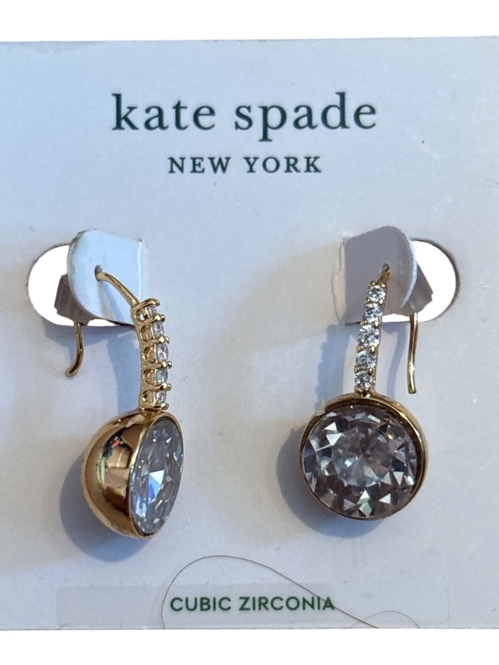 kate spade Gold-Tone Clear Crystal Drop Earrings